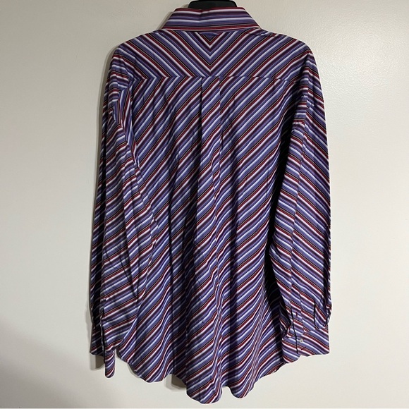 Tommy Hilfiger Button Up Shirt Striped Flag Logo Long Sleeve Multicolor Size 2XL - Picture 12 of 13
